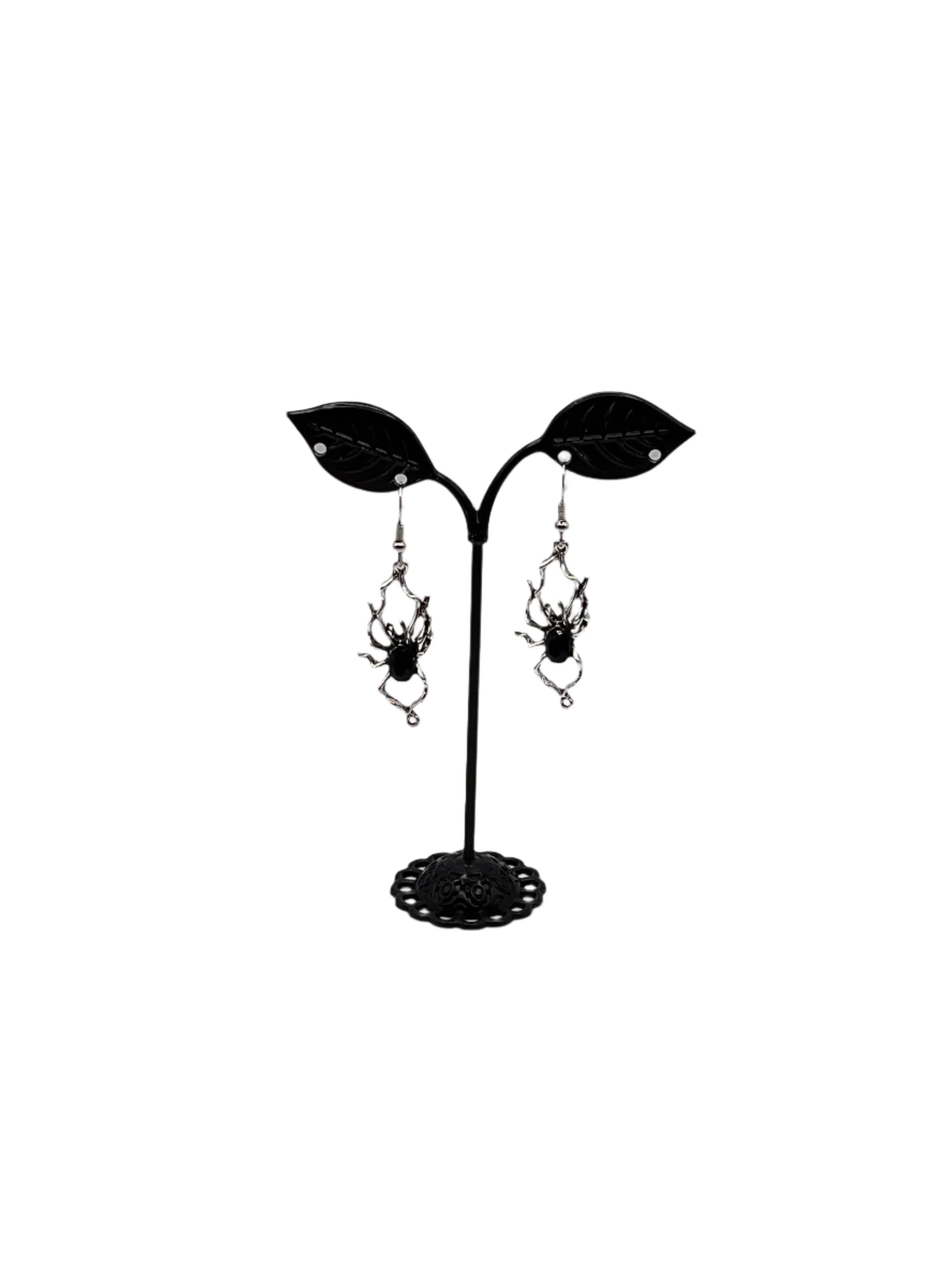 Black Spider Earrings