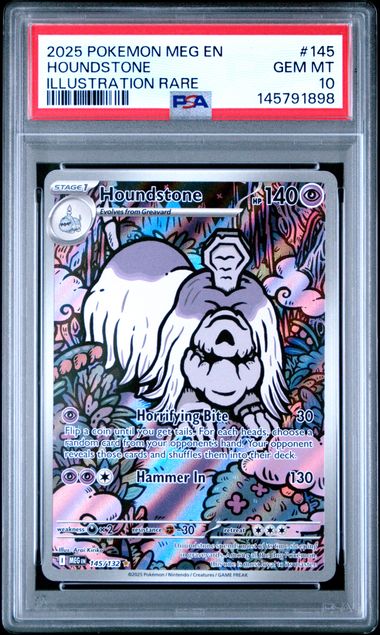 2025 POKEMON MEG EN-MEGA EVOLUTION #145 HOUNDSTONE ILLUSTRATION RARE PSA GEM MT 10 Main image