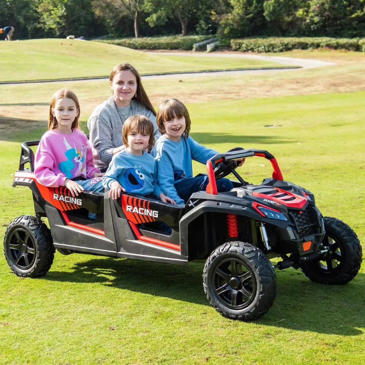 48V Freddo Beast XL: World's Fastest Kids' 4-Seater Dune Buggy with Advanced Brushless Motor & Precision Differential Red