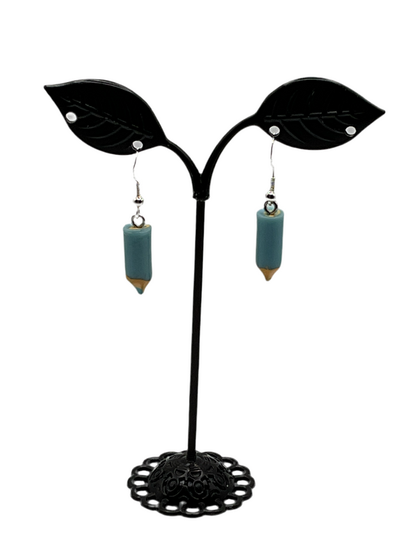Blue pencil earrings