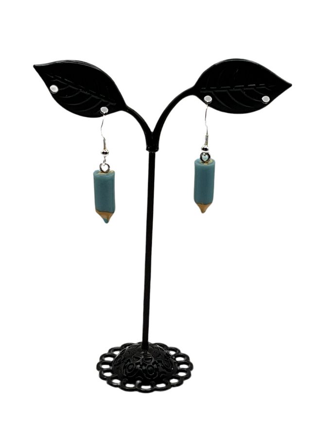 Blue pencil earrings Hover Image