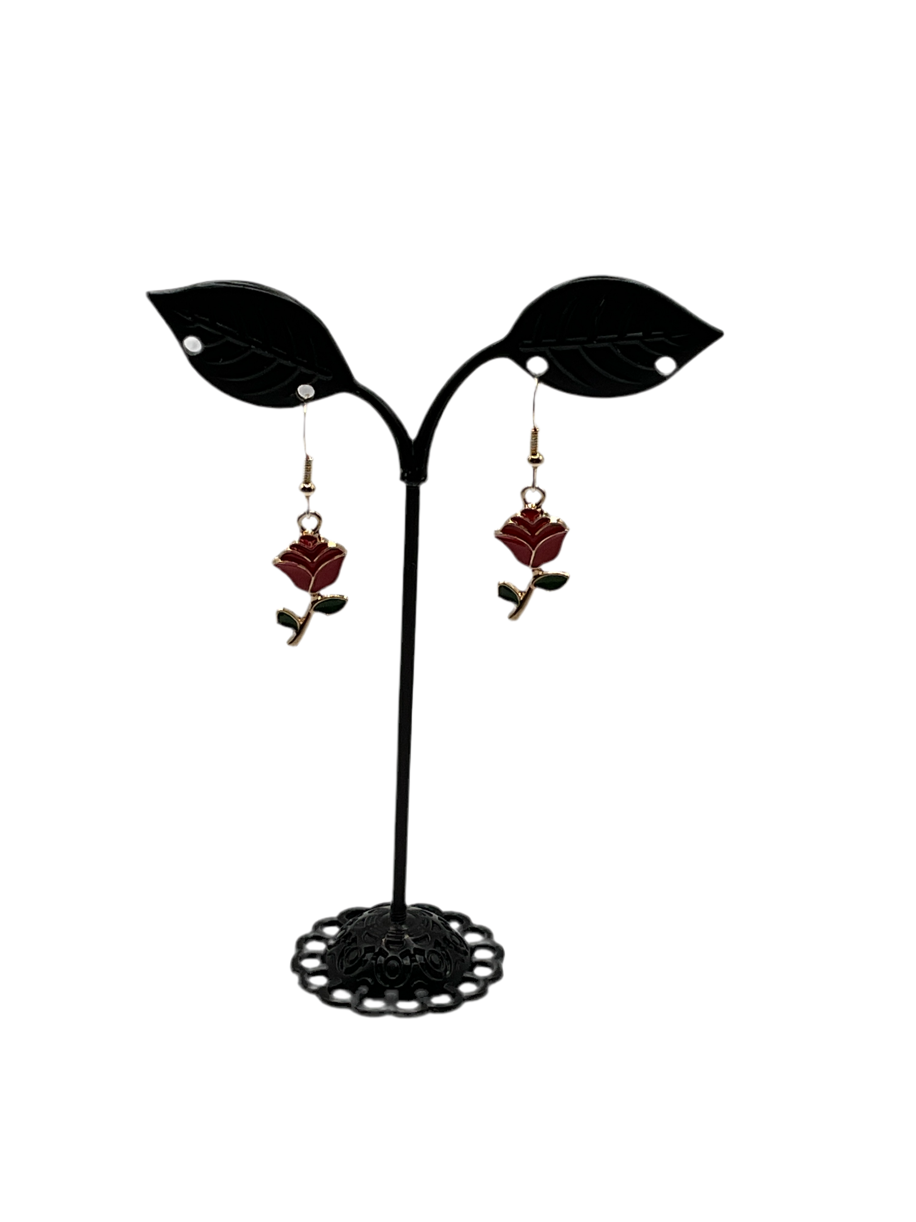 Red Rose Earrings