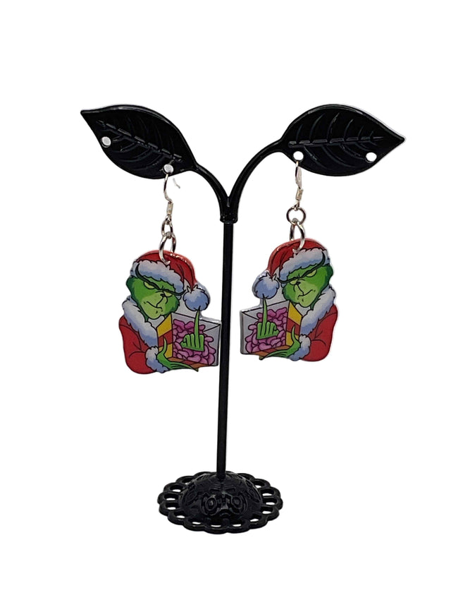 Grinch Christmas Earrings Hover Image