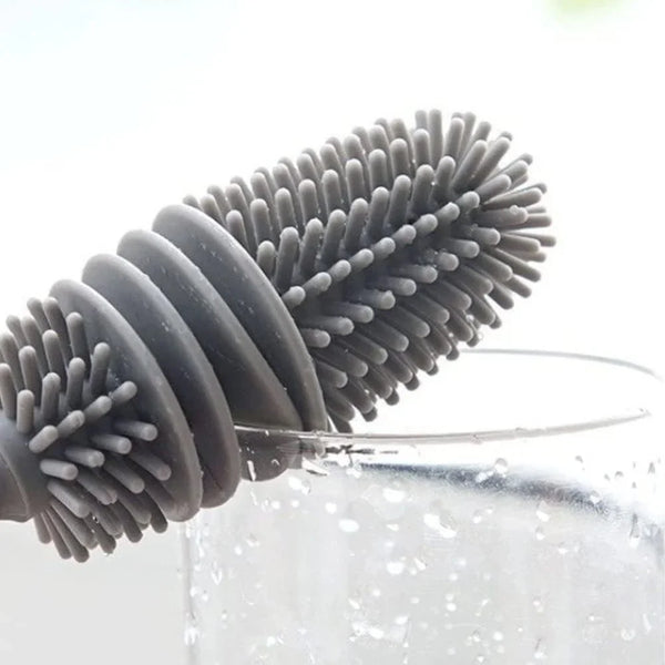 Silicone Milk Bottle Brush Cup Scrubber Glass Cleaner Kitchen Cleaning Tool Long Handle Drink Bottle Glass Cup Cleaning Brush