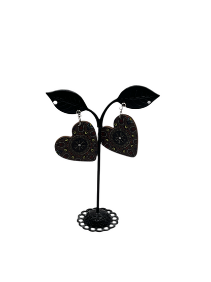 Brown Heart Earrings