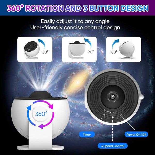 Galaxy Projector for Bedroom 13 Film Discs HD Image Star Projector Night Light 360° Rotating Children's Planetarium Projector