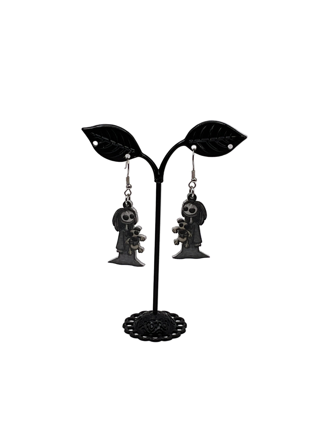 skeleton girl earrings