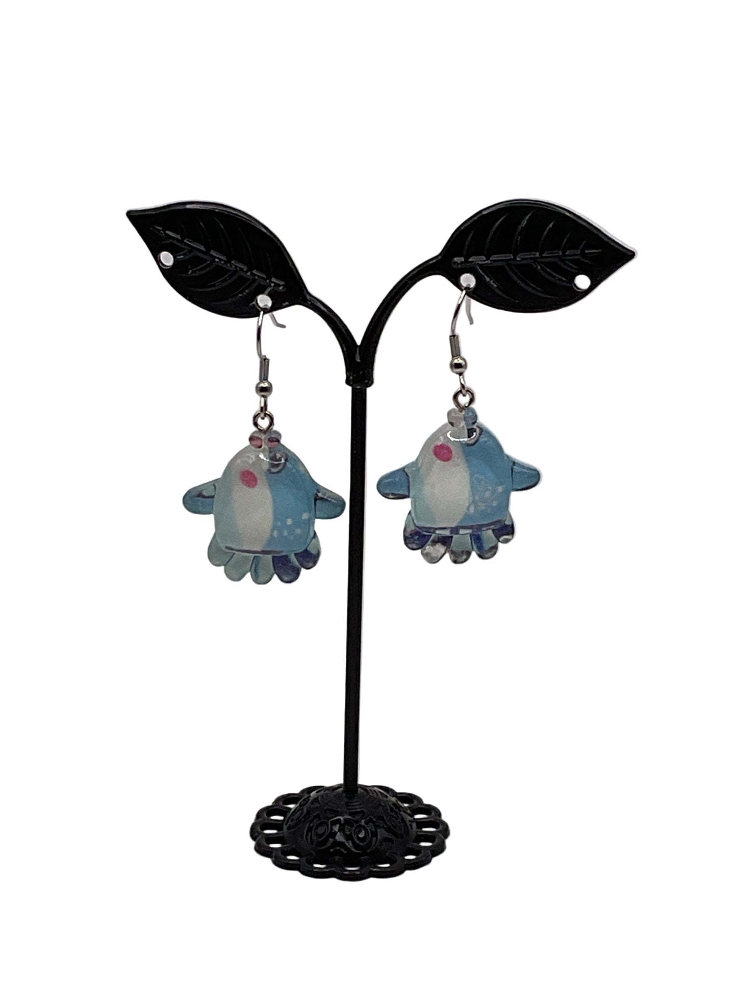 Blue and White Fish Earrings
