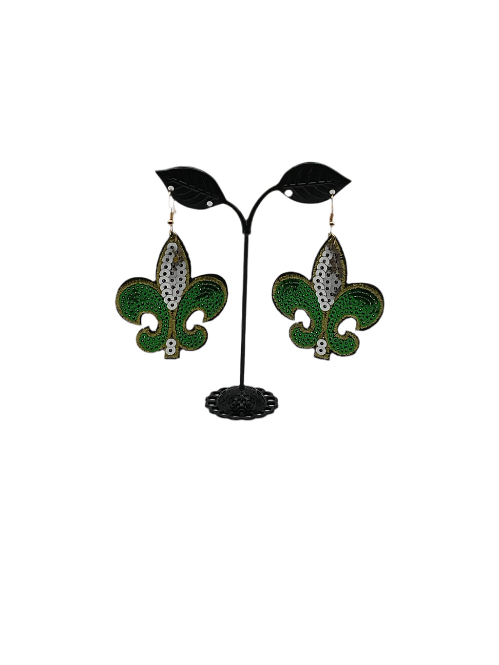 Sequin fleur-de-Lis earrings