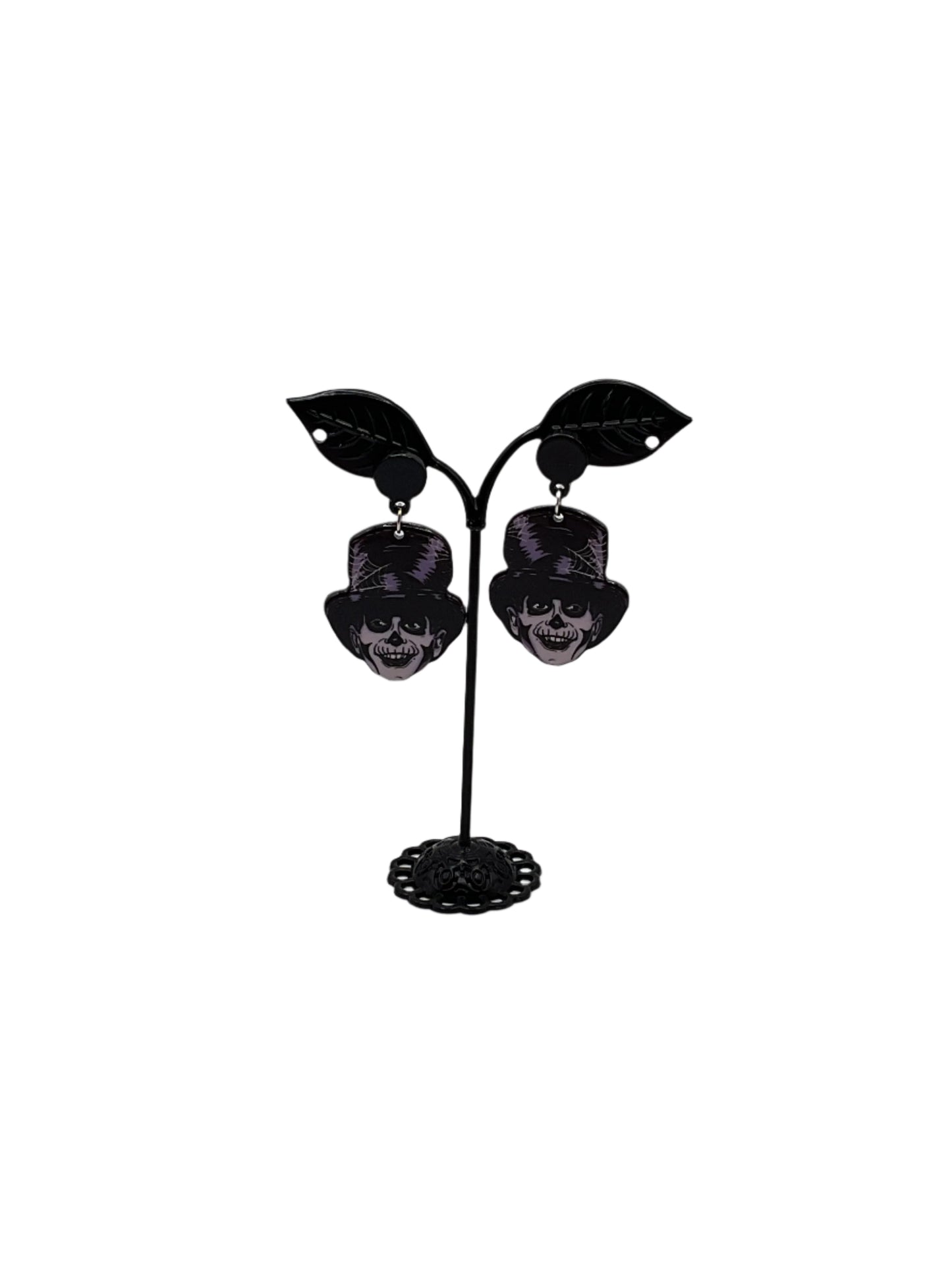 Top hat skull earrings