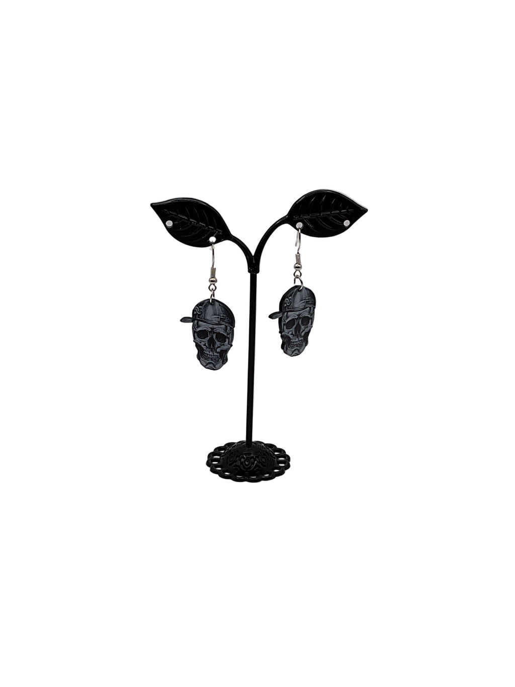 Skull With Ball Cap Earrings