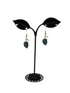 Blue leaf earrings