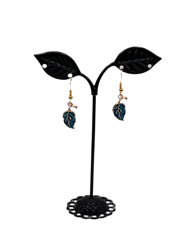 Blue leaf earrings Hover Image