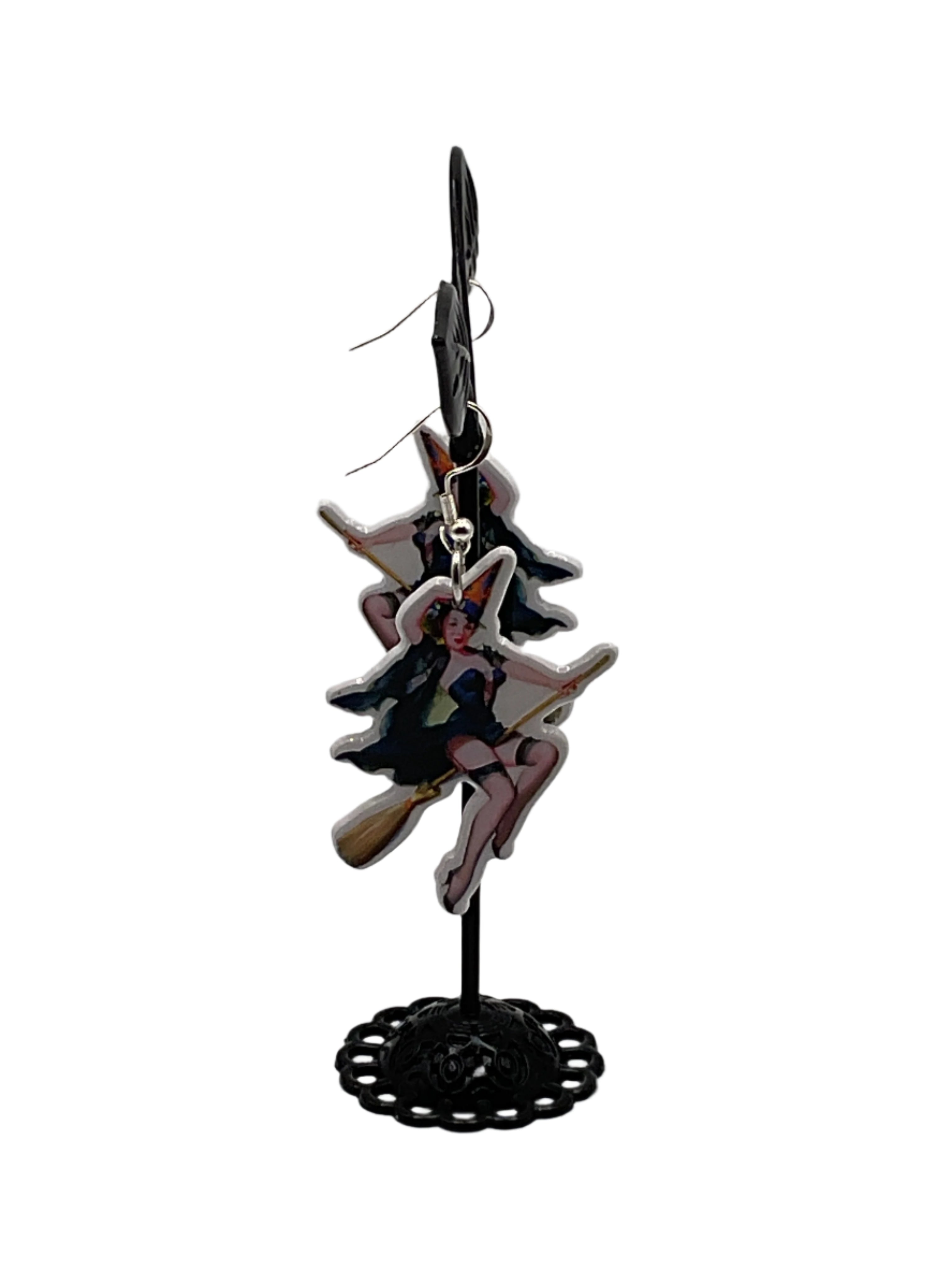 Witch on a broom Earrings