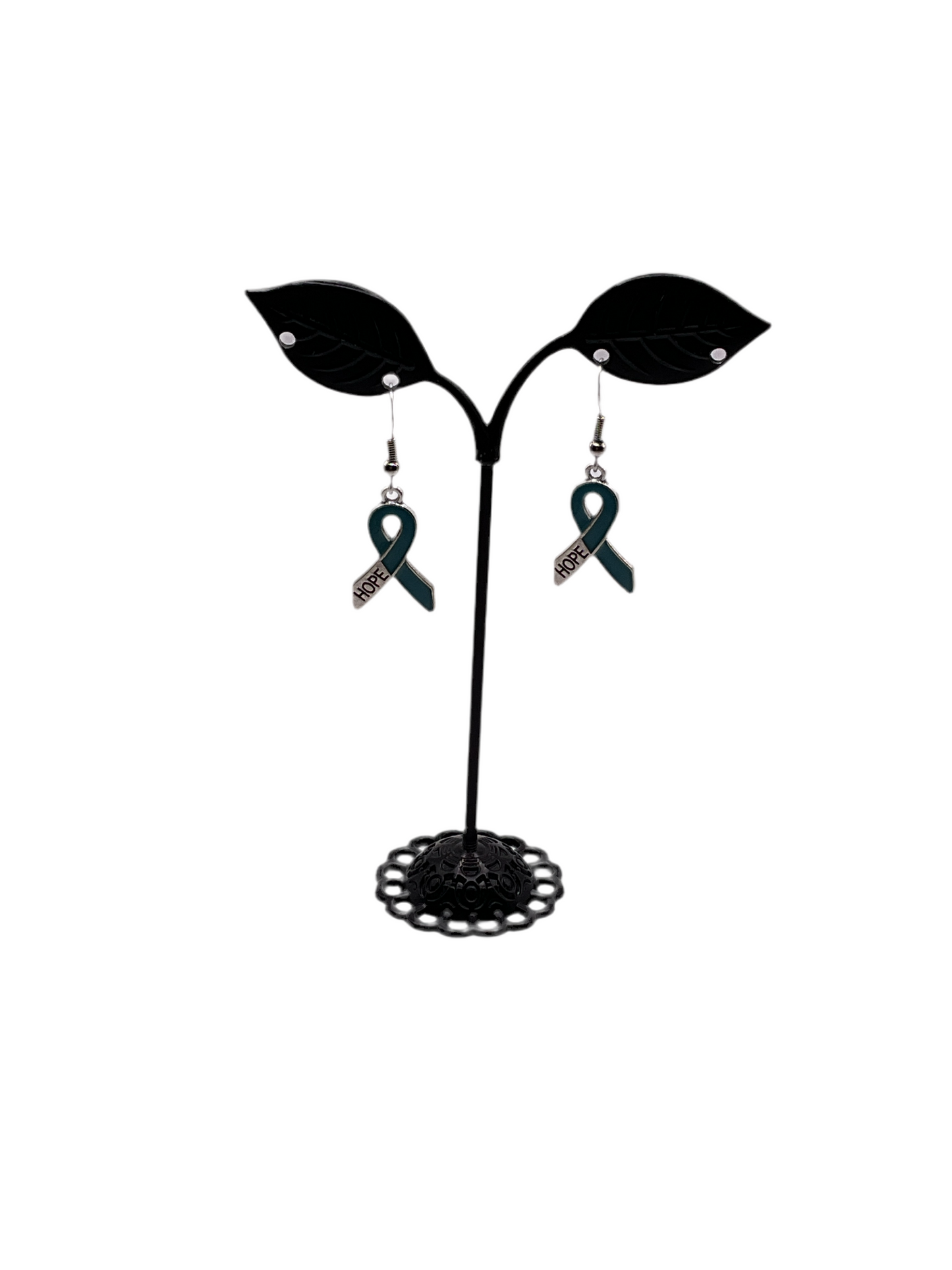 Blue hope awareness ribbon earrings
