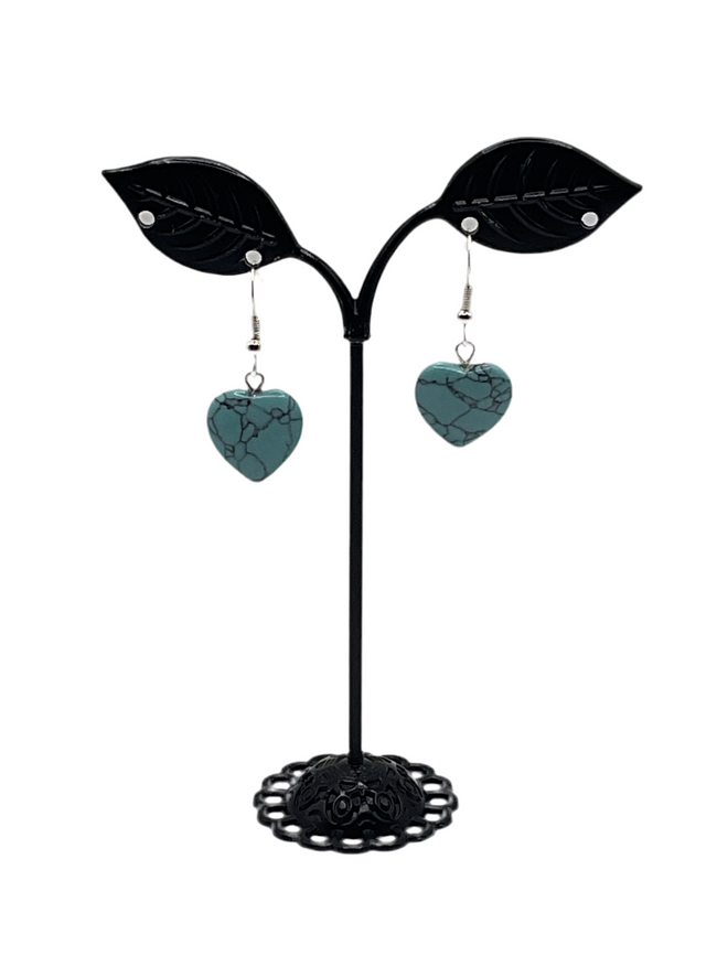 Turquoise heart earrings Hover Image
