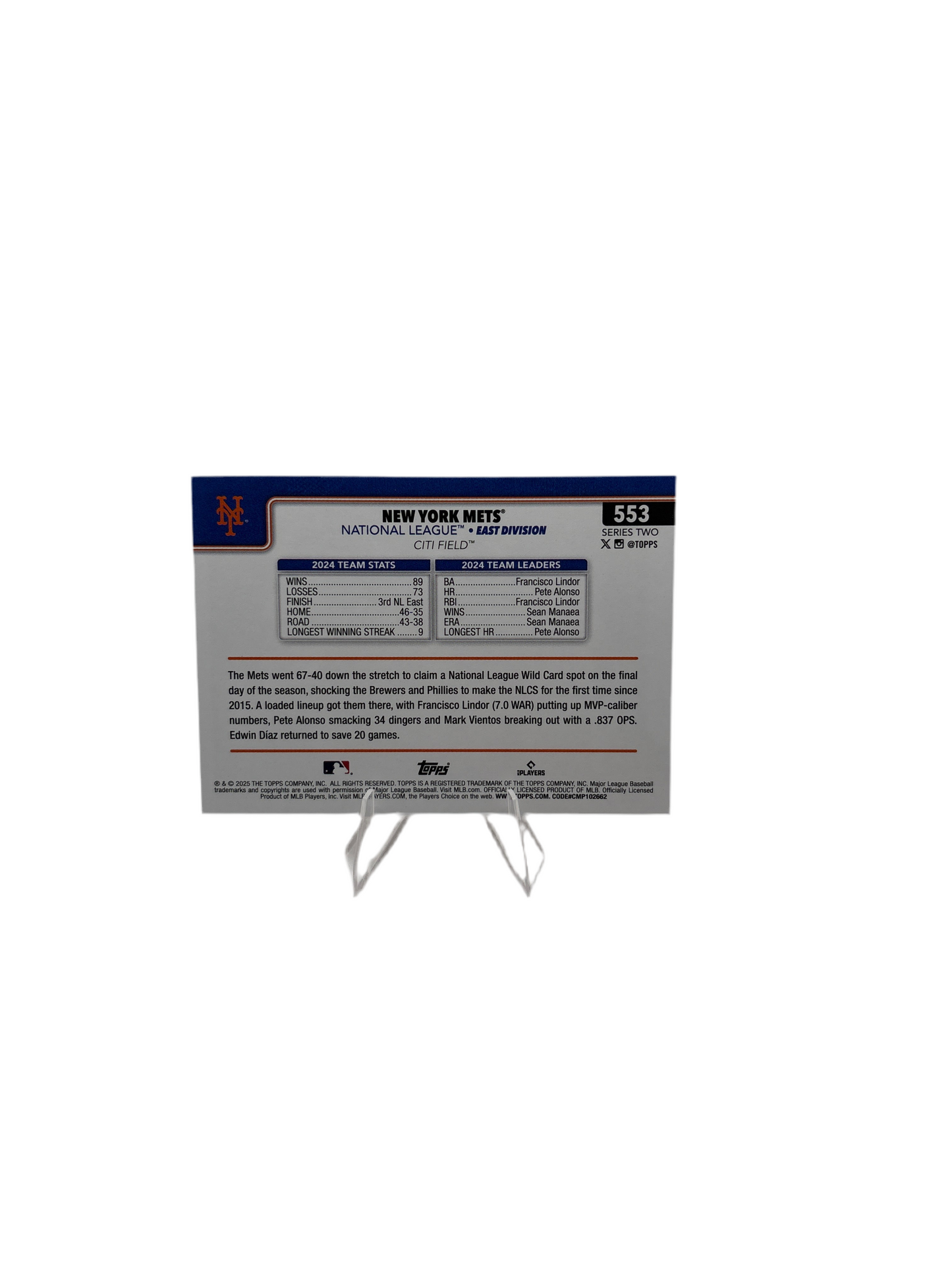 Topps New York Mets Team Card