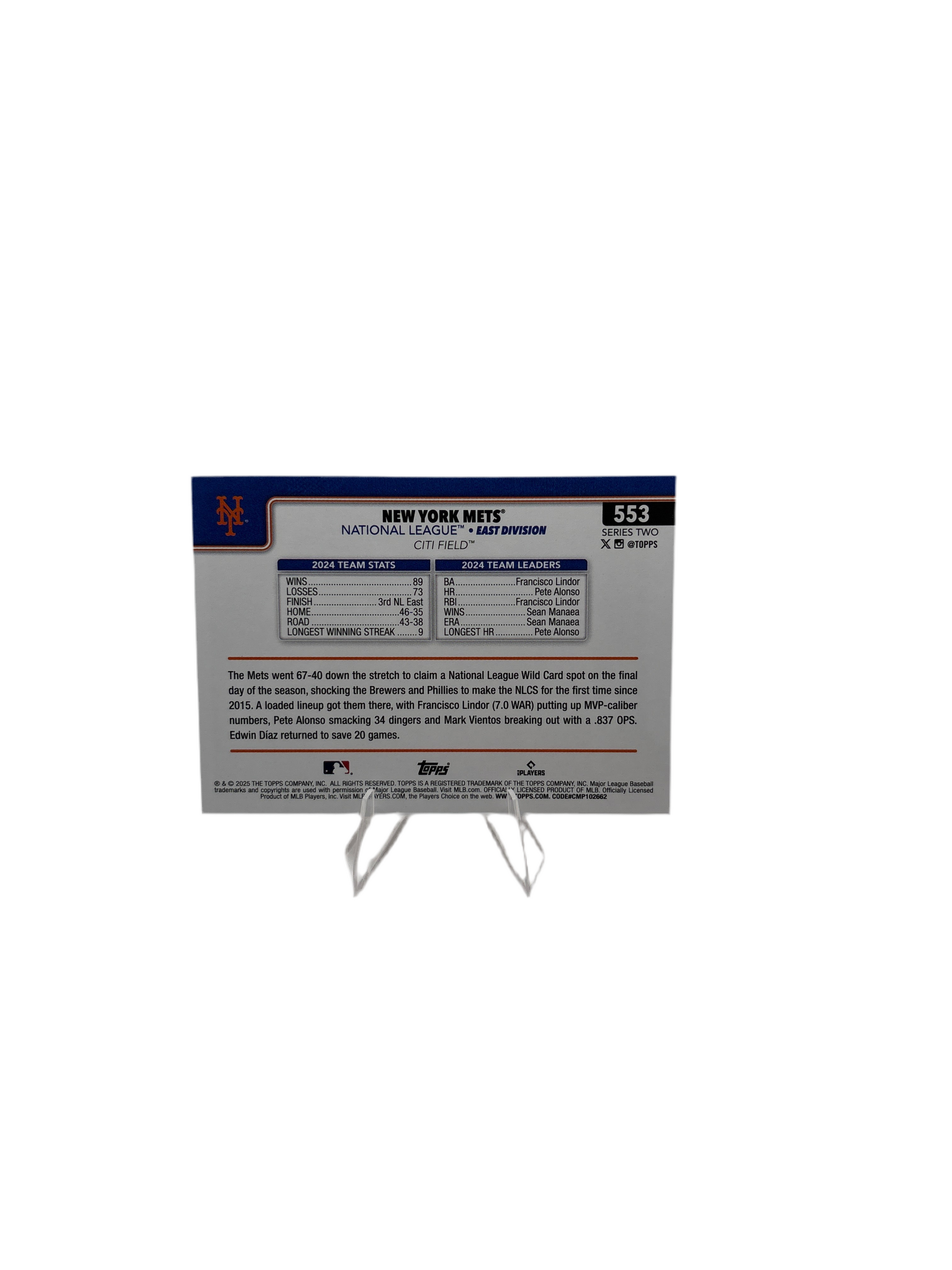 Topps New York Mets Team Card