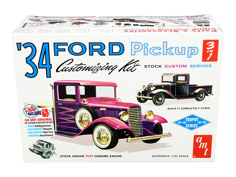 AMT - Skill 2 Model Kit 1934 Ford Pickup Truck 3 in 1 Kit "Trophy Series" 1/25 Scale Model