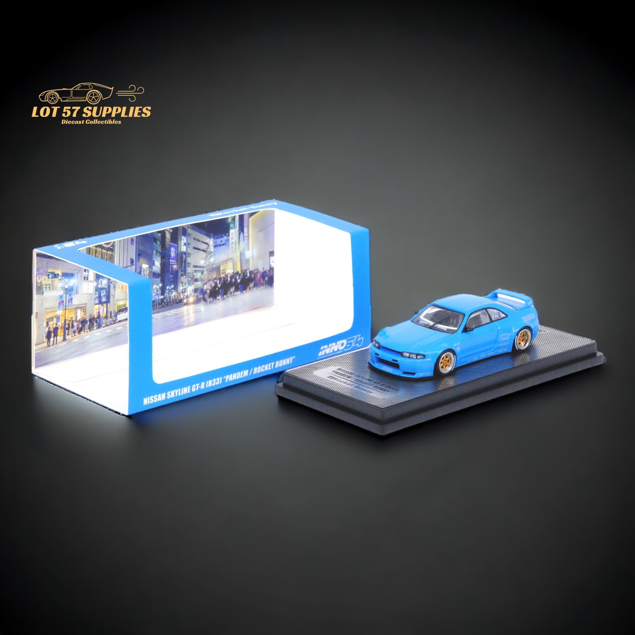 Inno64 Nissan Skyline GT-R R33 "Pandem / Rocket Bunny" Widebody in Blue 1:64 IN64-R33P-BLU - Collectors World Toys