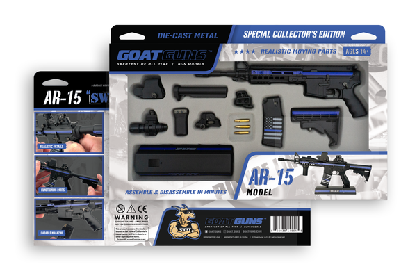 Mini AR-15 in Thin Blue Line SWAT Theme