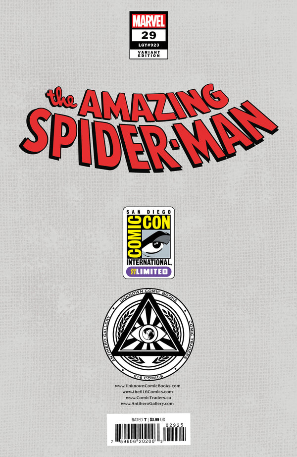 [Signed by David Nakayama] AMAZING SPIDER-MAN #29 Virgin UNKNOWN COMICS DAVID NAKAYAMA EXCLUSIVE SDCC LIMITED VAR - Collectors World Toys