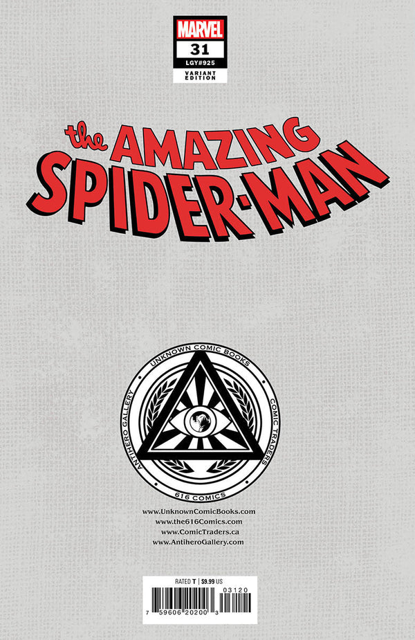 [Signed by Tyler Kirkham] AMAZING SPIDER-MAN #31 UNKNOWN COMICS TYLER KIRKHAM EXCLUSIVE VAR [IN STOCK] - Collectors World Toys