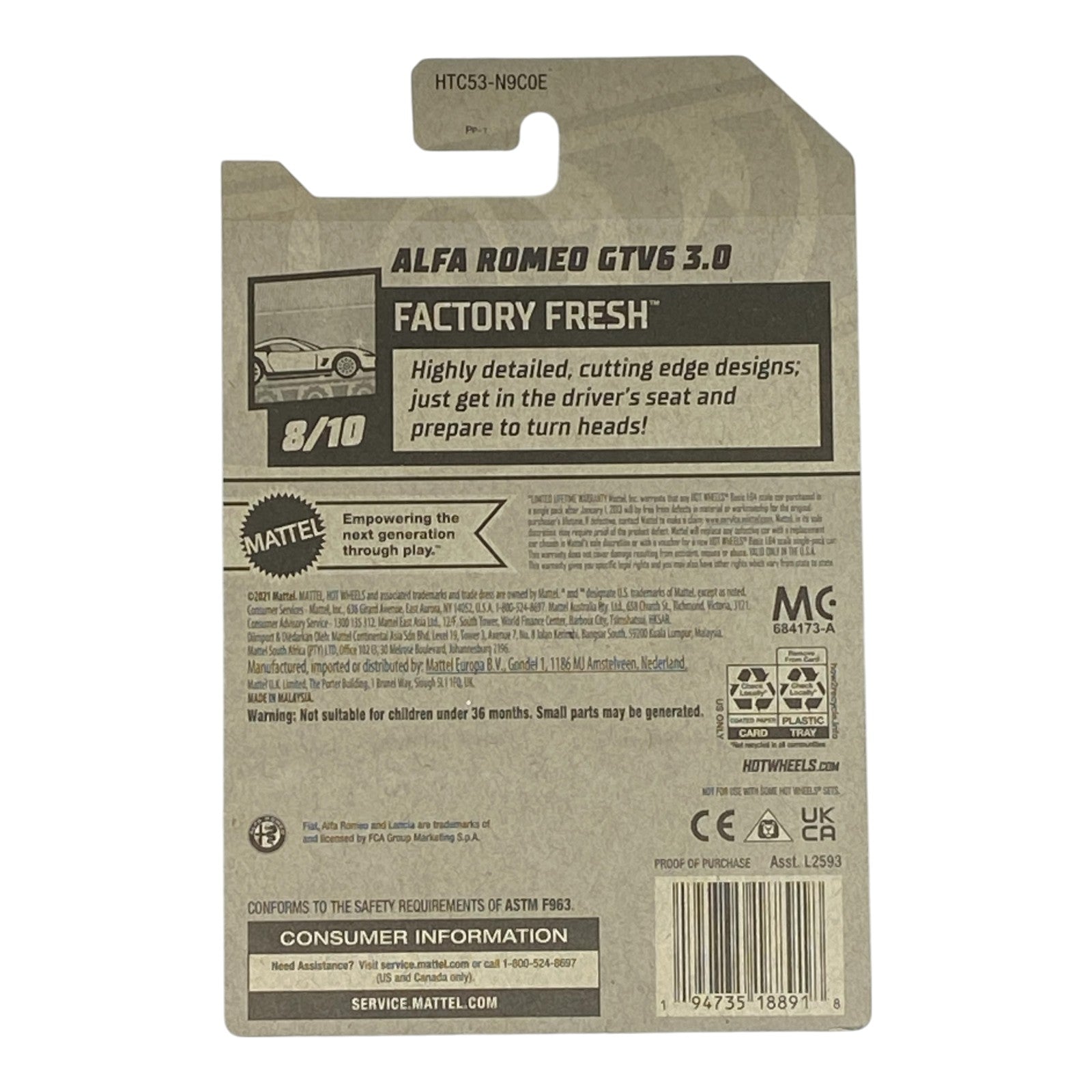 Hot Wheels Alfa Romeo GTV6 3.0 - Factory Fresh Series 8/10 - Collectors World Toys