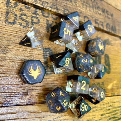 Ascending Shadow - 14 Piece DnD Dice Set | Acrylic RPG Gaming Dice