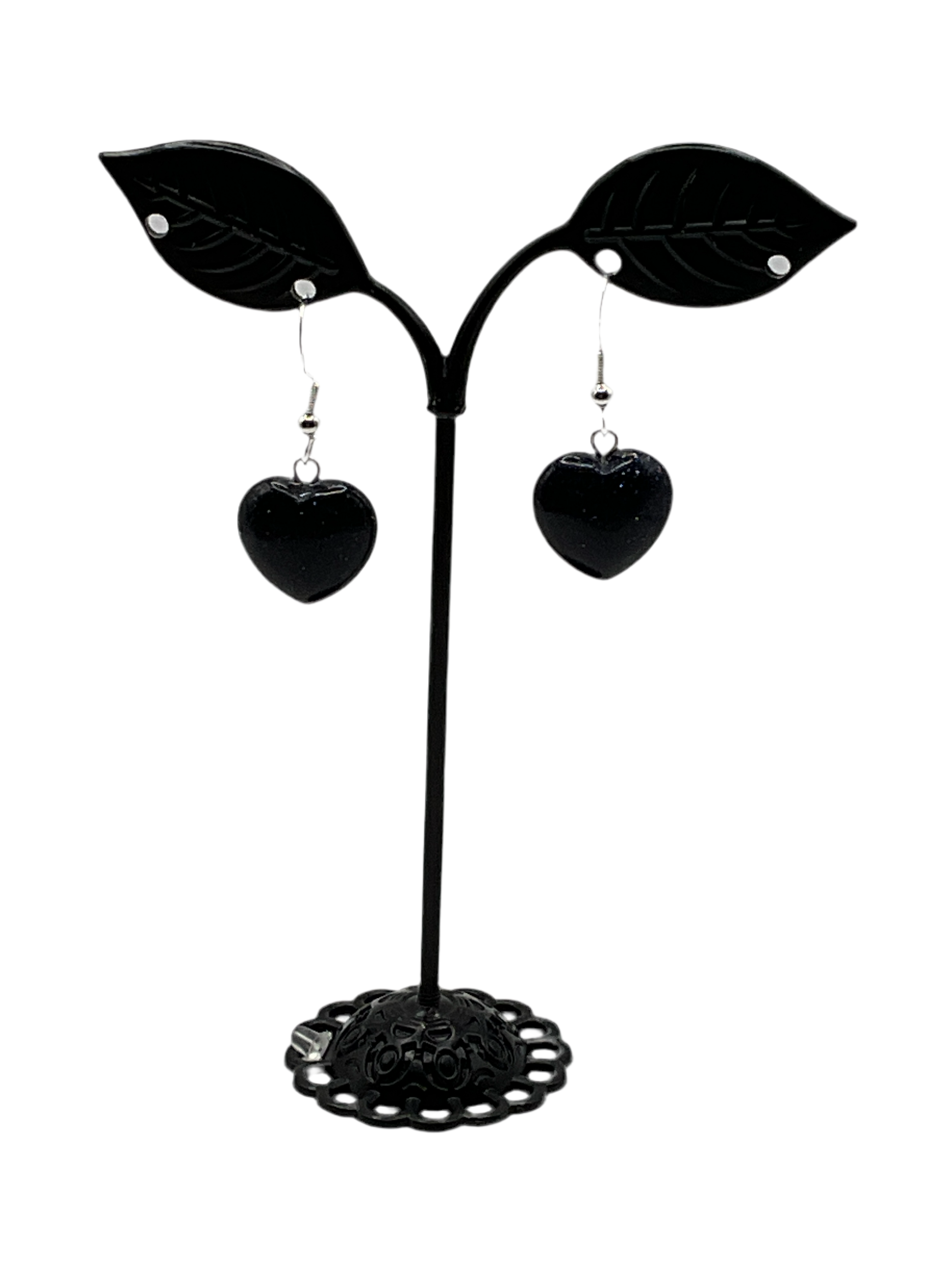 Black heart earrings Main image