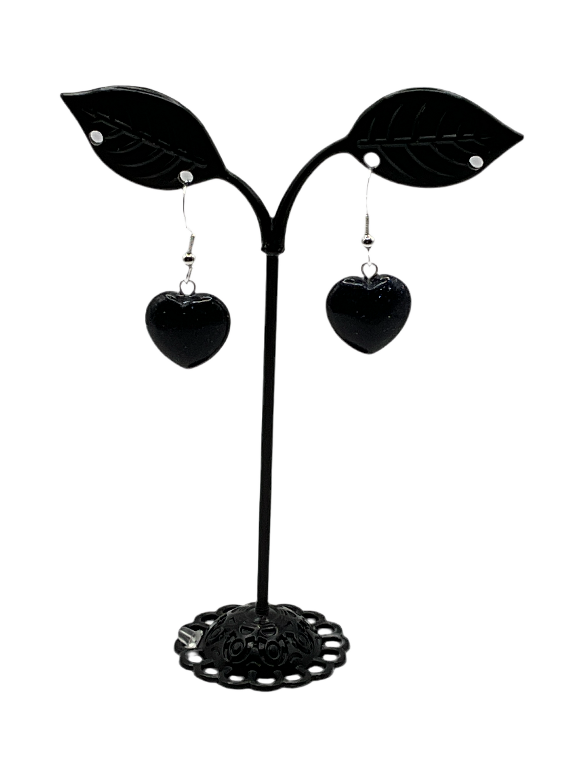 Black heart earrings