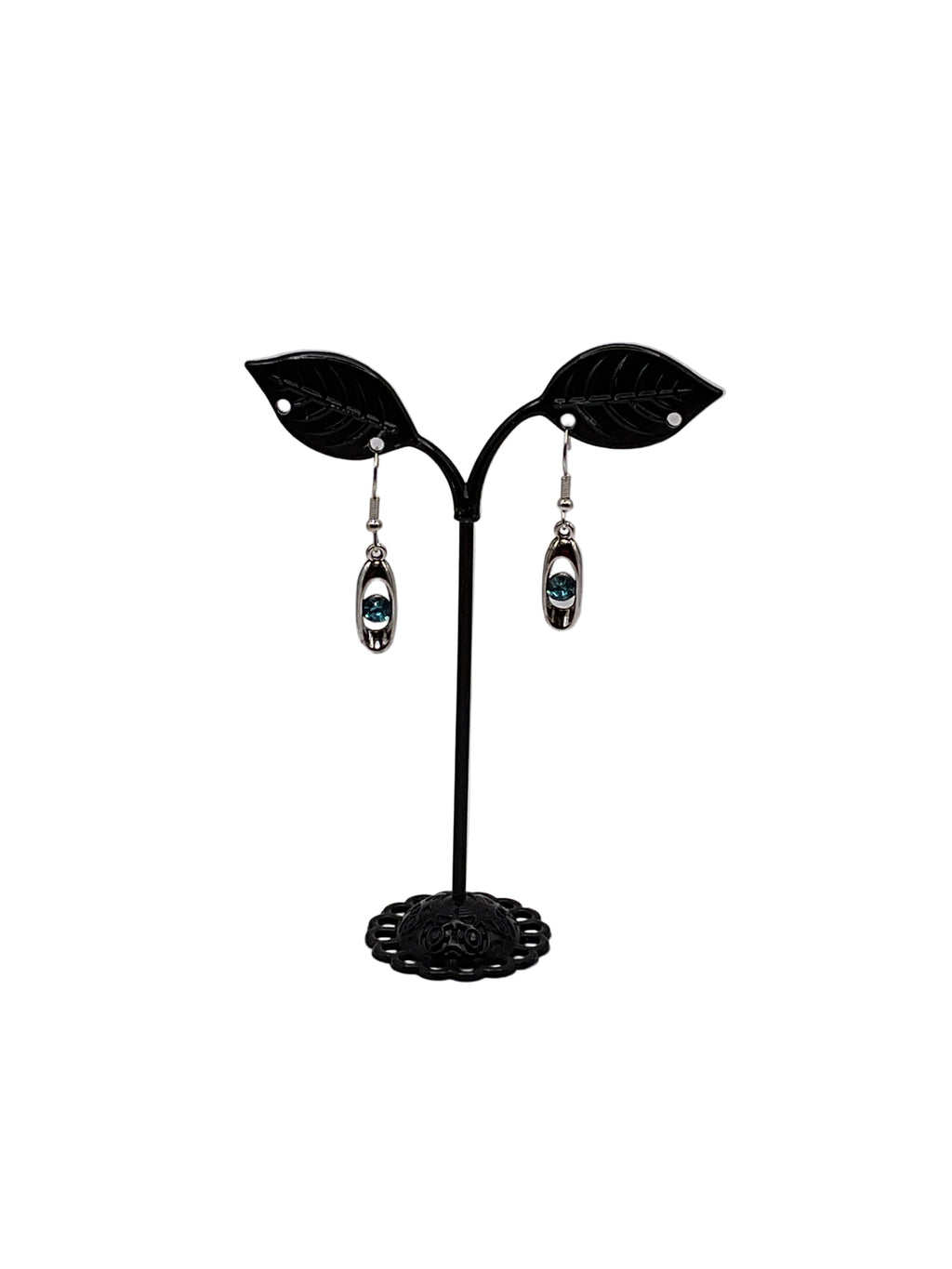 Silver Aquamarine Oval Earrings