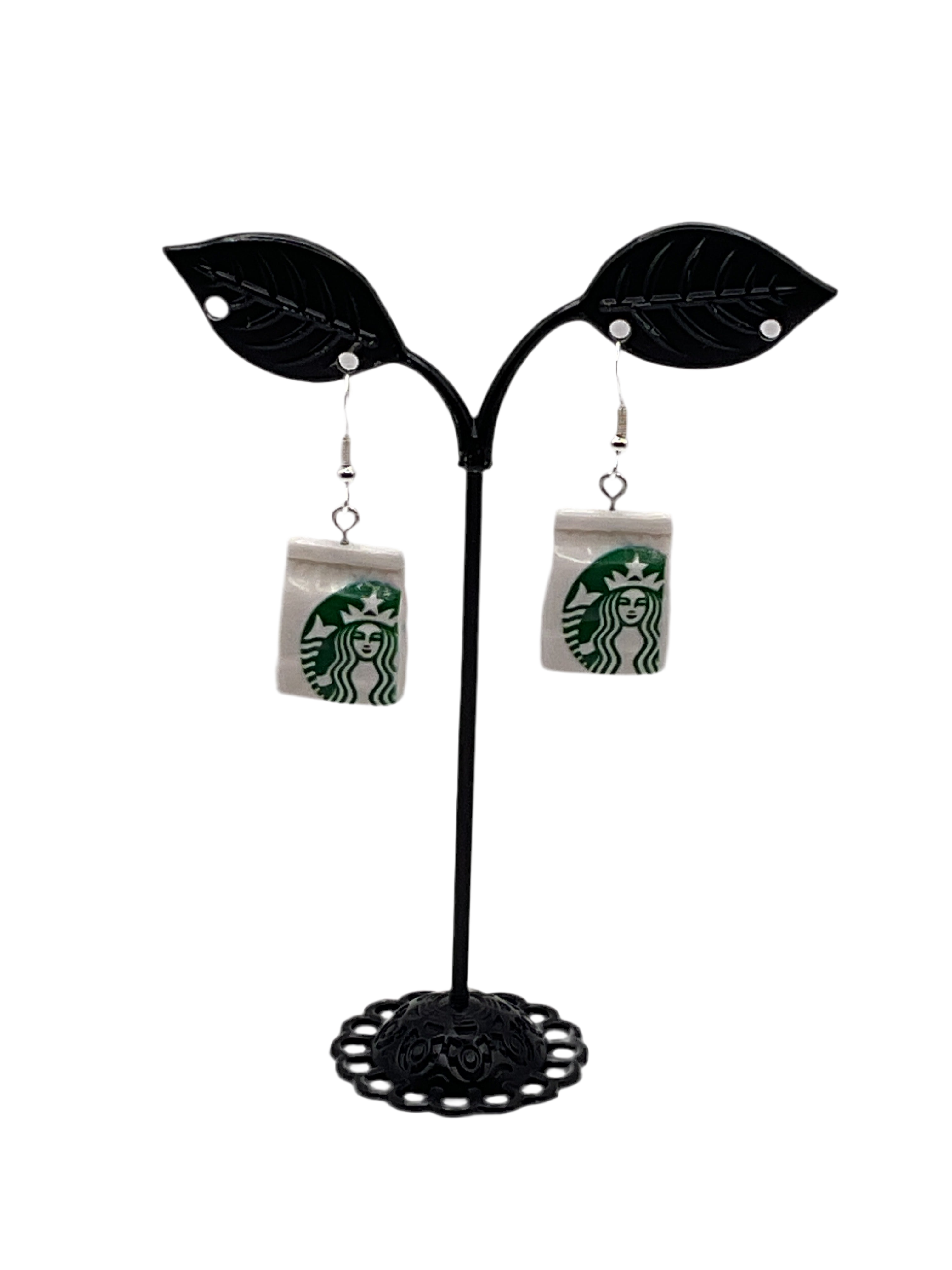 Starbuck's Coffee Bag Earrings