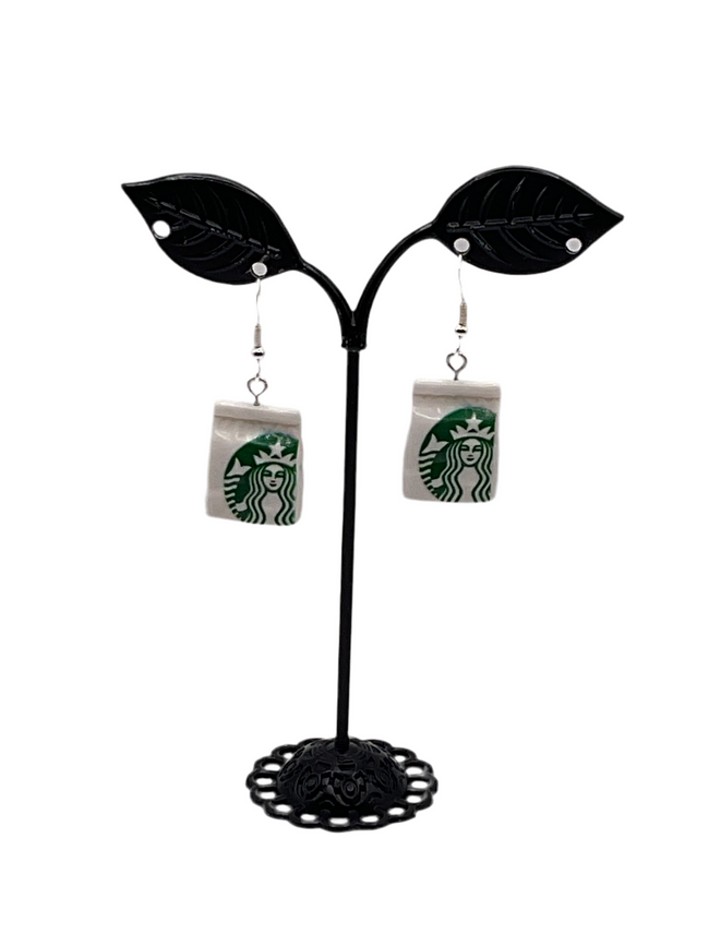 Starbuck's Coffee Bag Earrings Hover Image