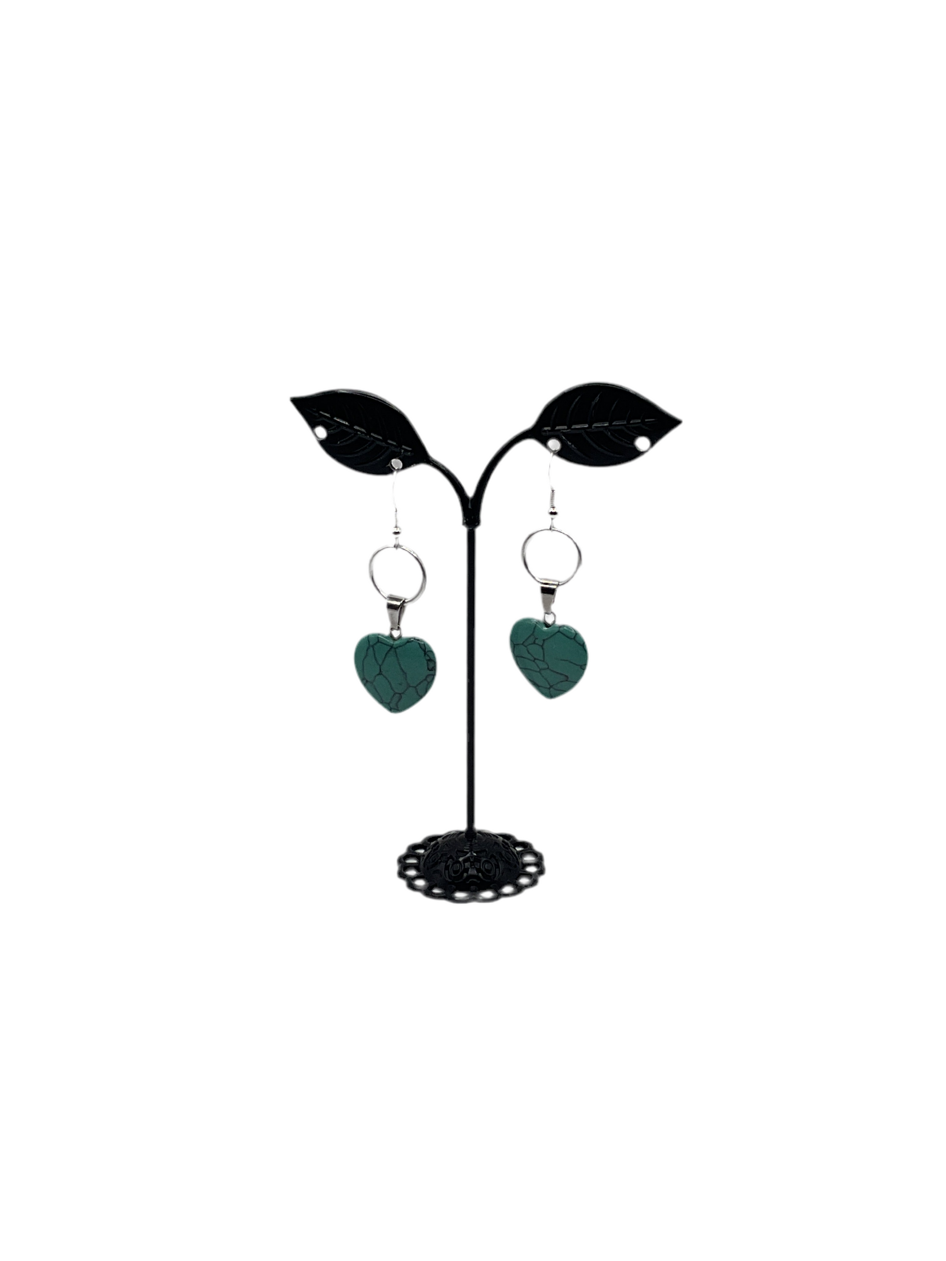 Turquoise Stone Heart Earrings