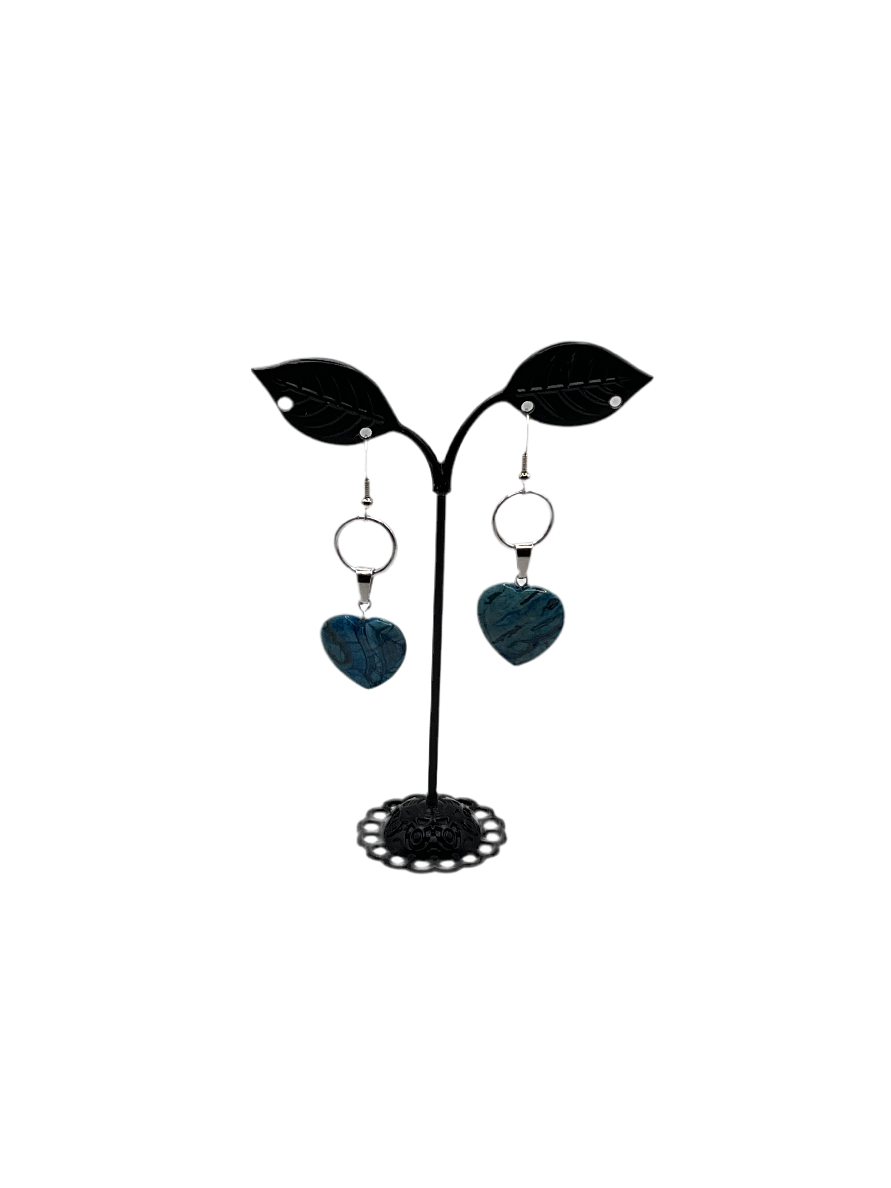 Blue Stone Heart Earrings Secondary image
