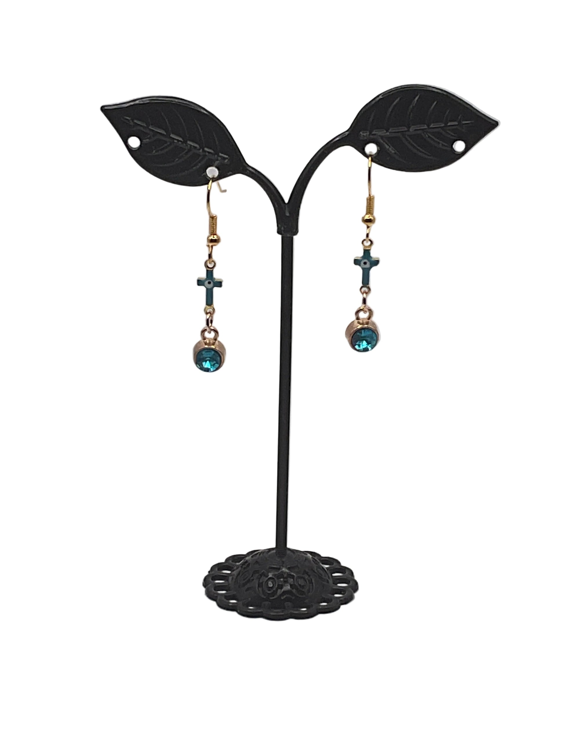 Crystal and Crosses Earrings