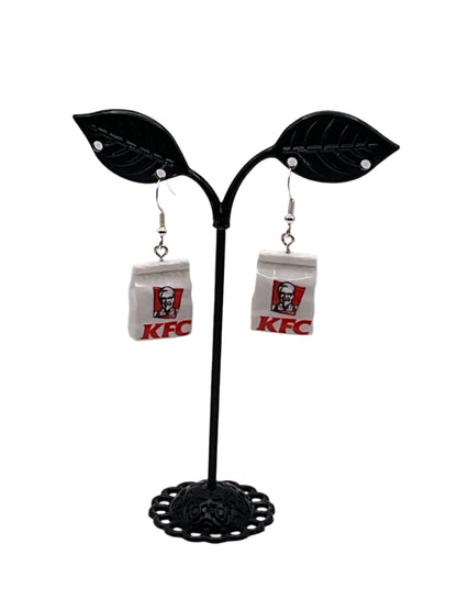 Chicken Fast Food Bag Earrings