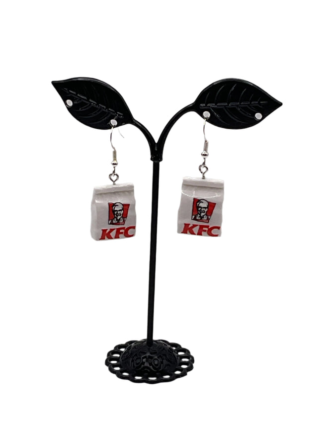 Chicken Fast Food Bag Earrings Hover Image