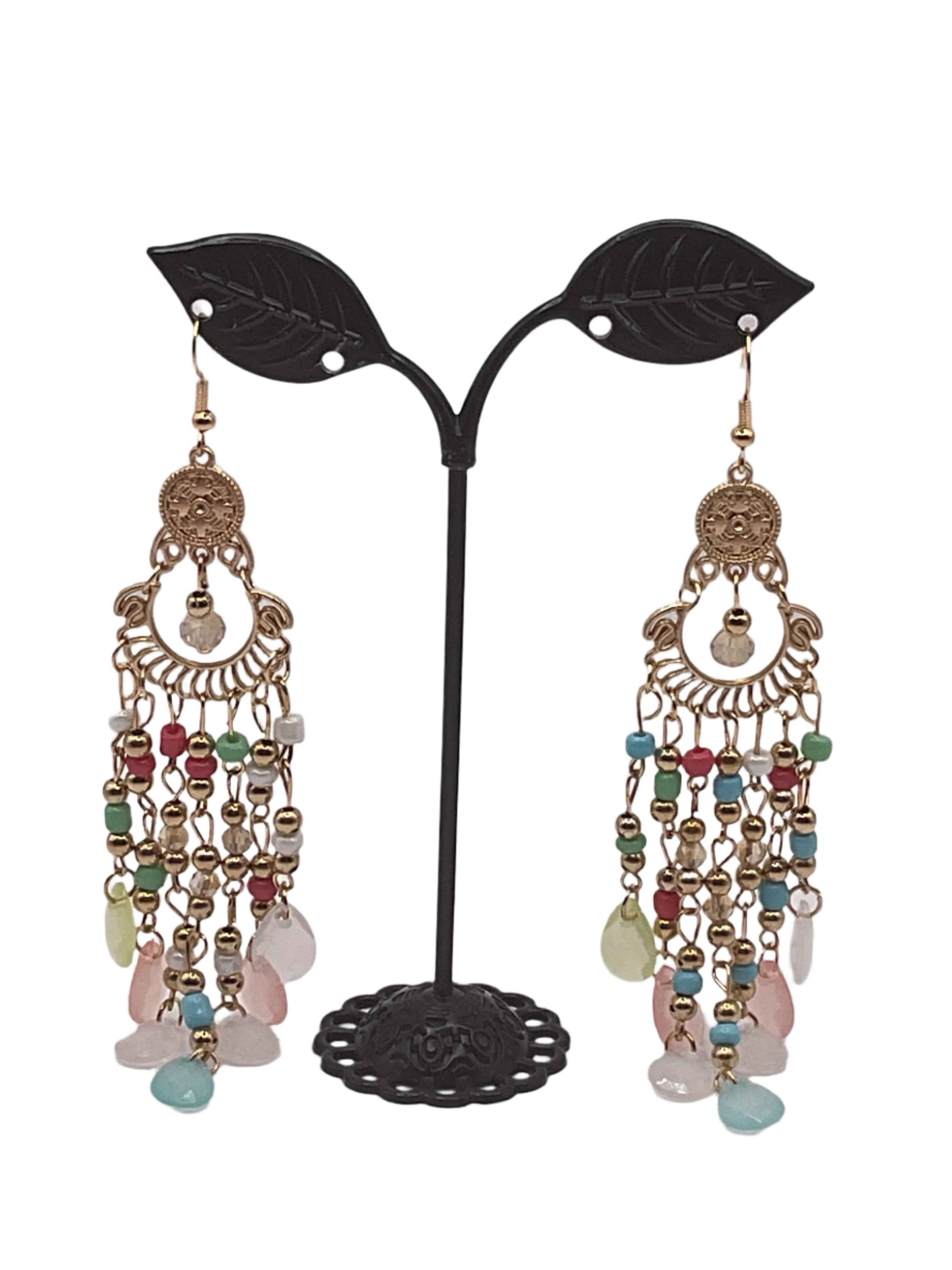Golden tassel beaded earrings Main image