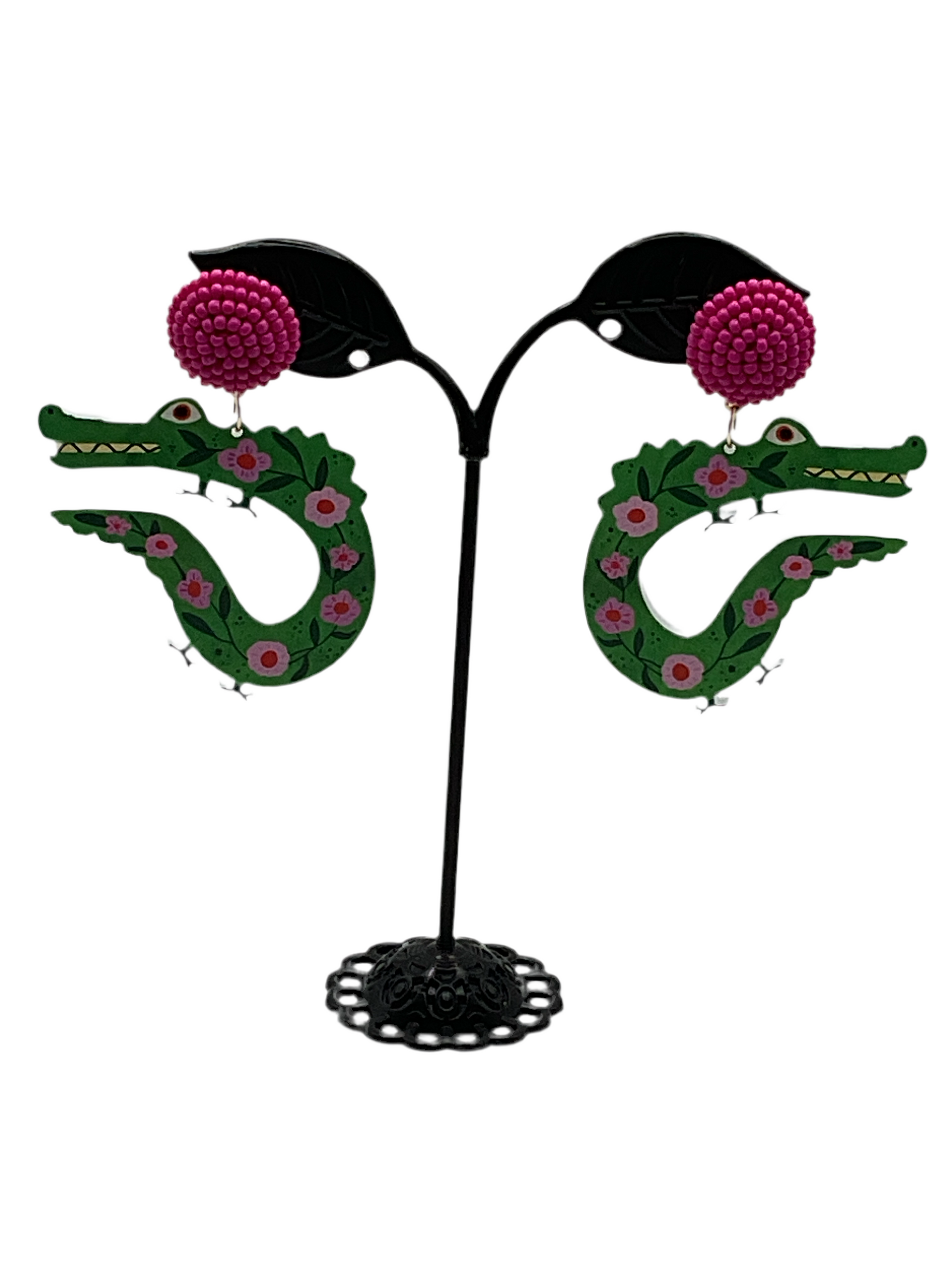 Floral Alligator Earrings