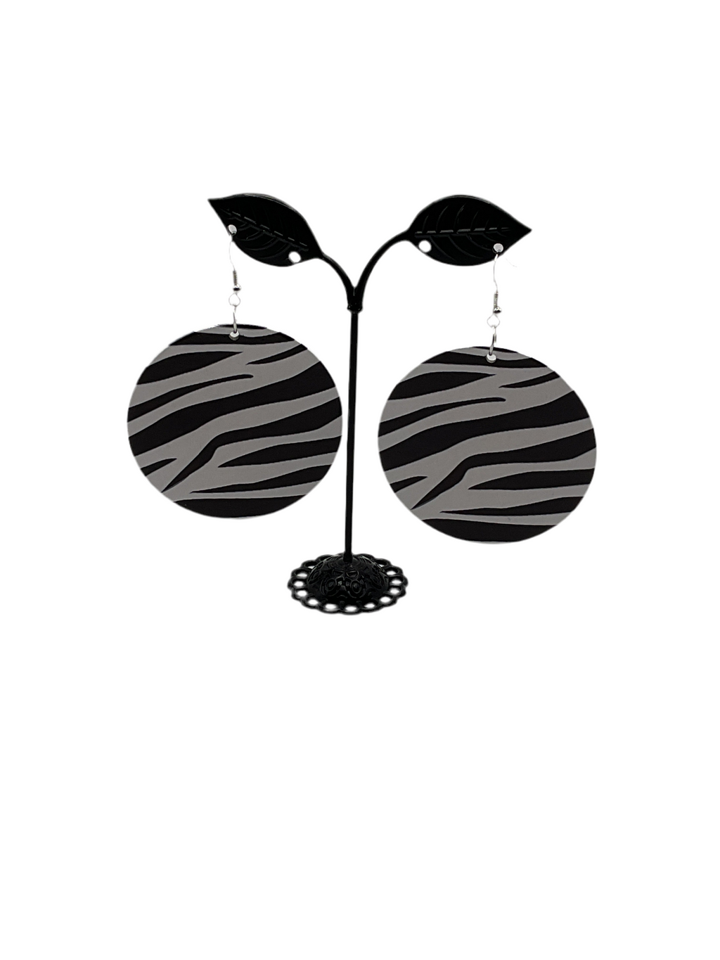Round zebra earrings