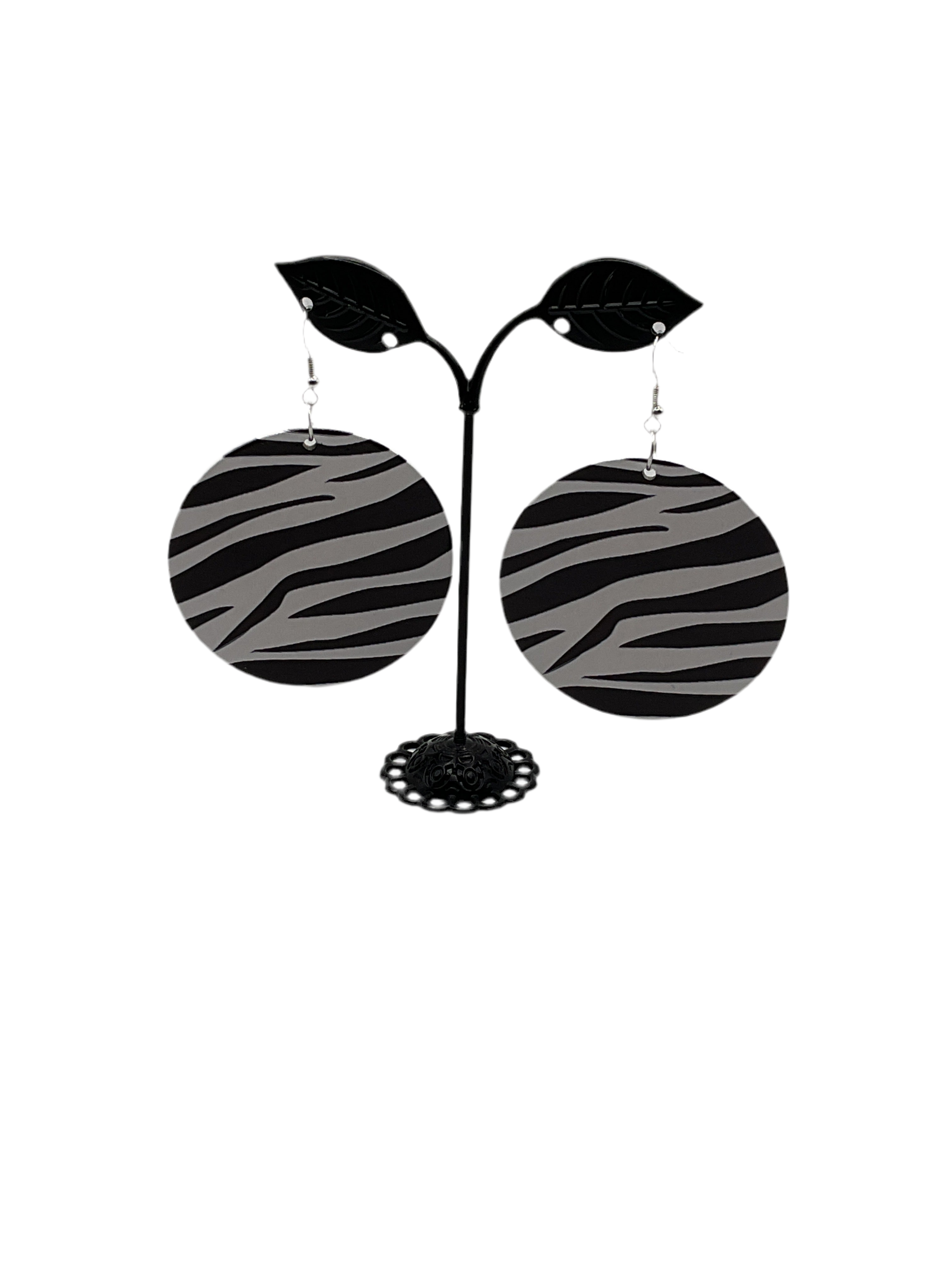 Round zebra earrings