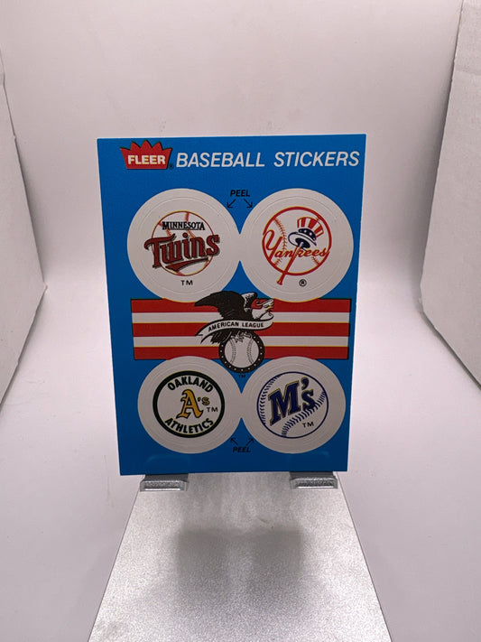 Fleer Minnesota Twins New York Yankees Oakland Athletics Seattle Mariners Baseball Stickers