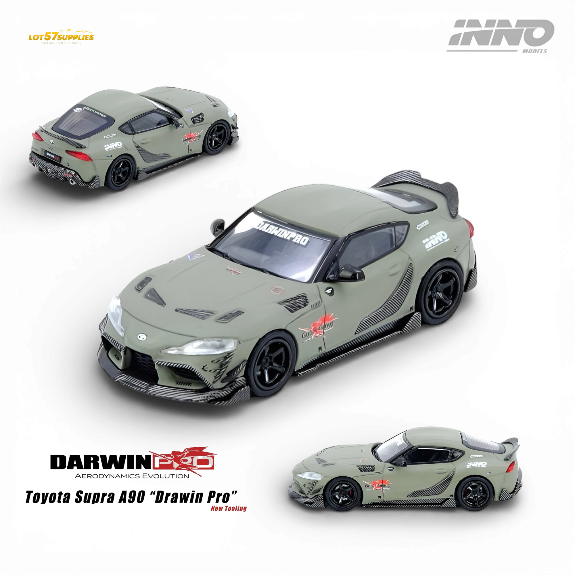 (Pre-Order) INNO64 Toyota Supra A90 Darwin Pro - Matt Green 1:64 Main image