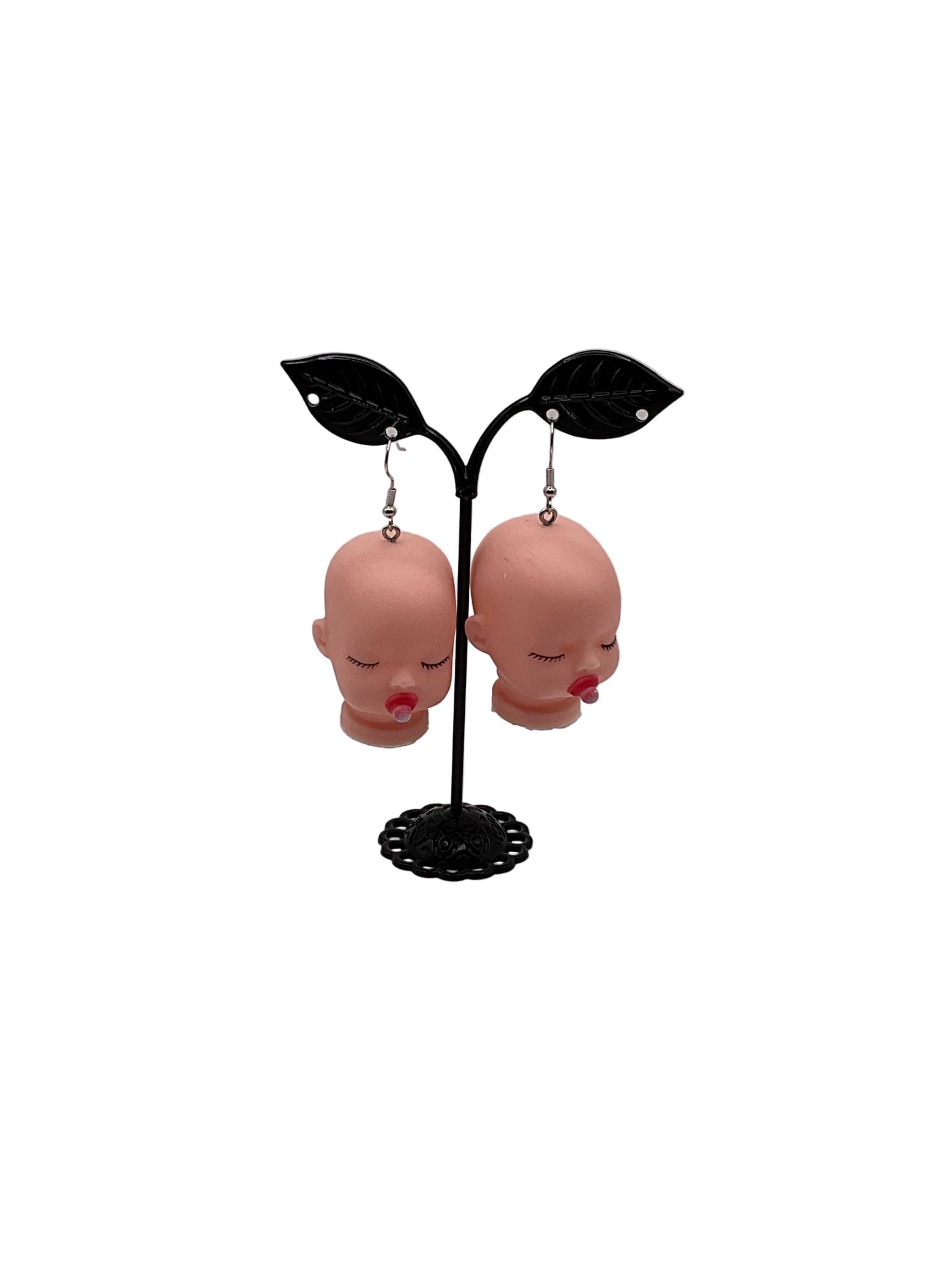 Baby Doll Heads With Pacifier Earrings