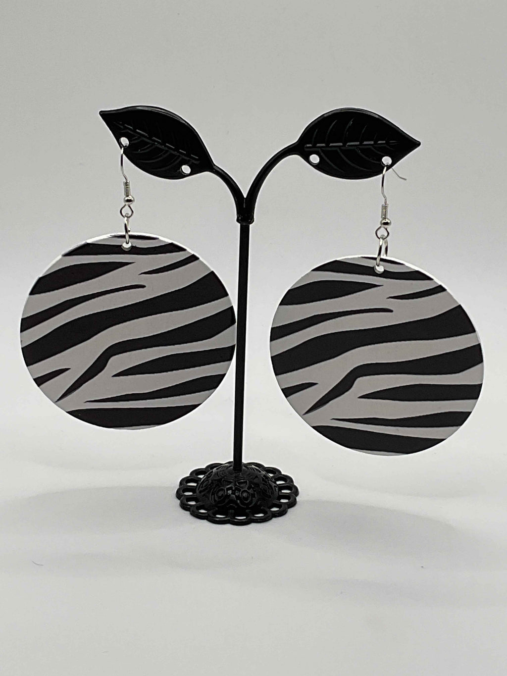Round zebra earrings