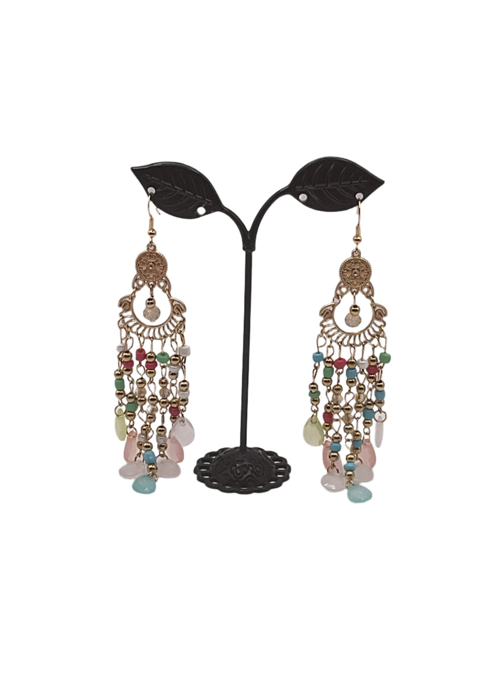 Golden tassel beaded earrings