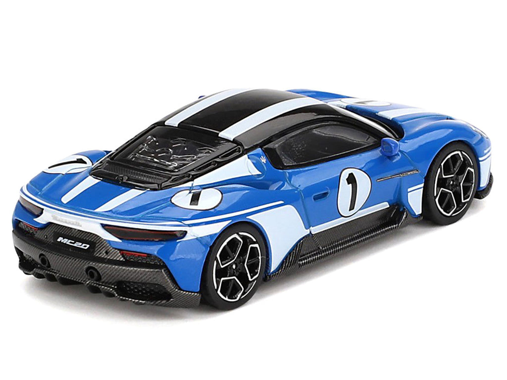 BBR - Maserati MC20 #1 Blue with White Stripes and Black Top "Maserati Performance Experience" 1/64 Diecast Model Car by BBR