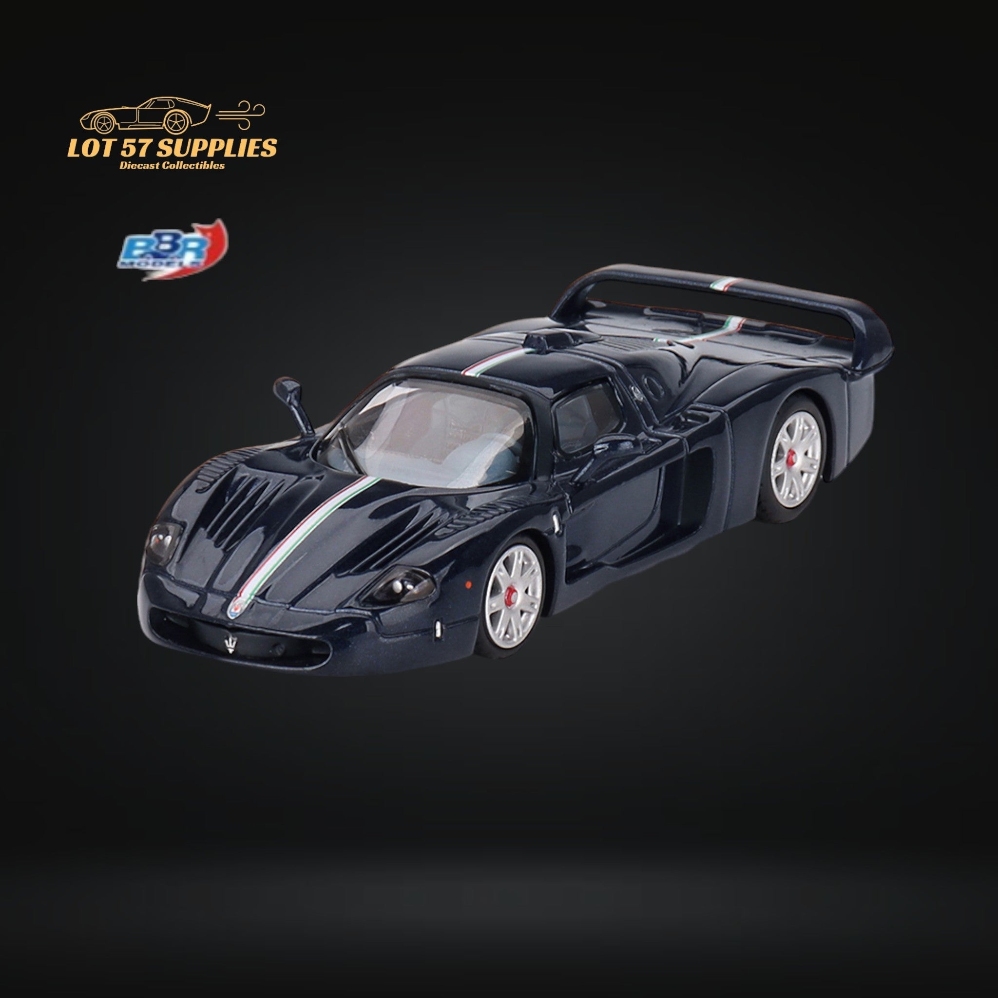 BBR64 Maserati MC12 Stradale Blue Metallic w/ Stripe 1:64 BBRDIE6416 - Collectors World Toys